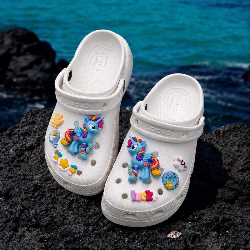 26 New Cross-Border DIY Accessories for Crocs Shoes, 3D Colorful Unicorn Creative Cartoon Detachable Shoe Charms
