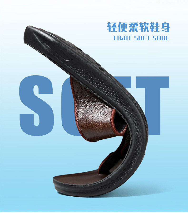 Dép xỏ ngón nam da bò lớp đầu chống trượt, phong cách casual đi ngoài trời — XQ2266 màu nâu, XQ2266 màu đen chi tiết 4