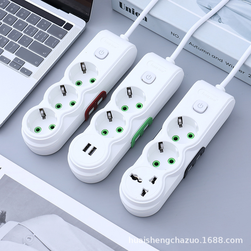 欧孔俄罗斯 白色3位USB  4位3米乌克兰插座