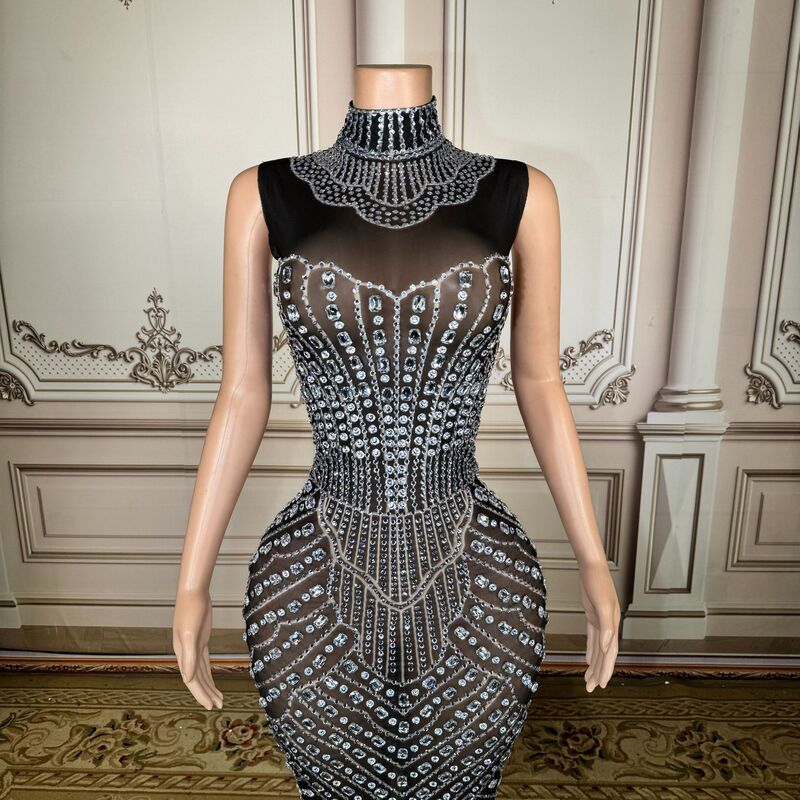 New Style Rhinestone Sleeveless Sheer Sexy Slim-Fit Mermaid Long Dress for Prom, Annual Meeting, Host, Birthday Dinner, Evening Gown New Style Rhinestone Sleeveless Sheer Sexy Slim-Fit Mermaid Long Dress for Prom, Annual Meeting, Host, Birthday Dinner, Evening Gown