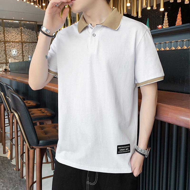 Camiseta polo para hombre casual, camiseta de manga corta con solapa, moda para hombre, marca de tendencia suelta japonesa de media manga estilo Harajuku
