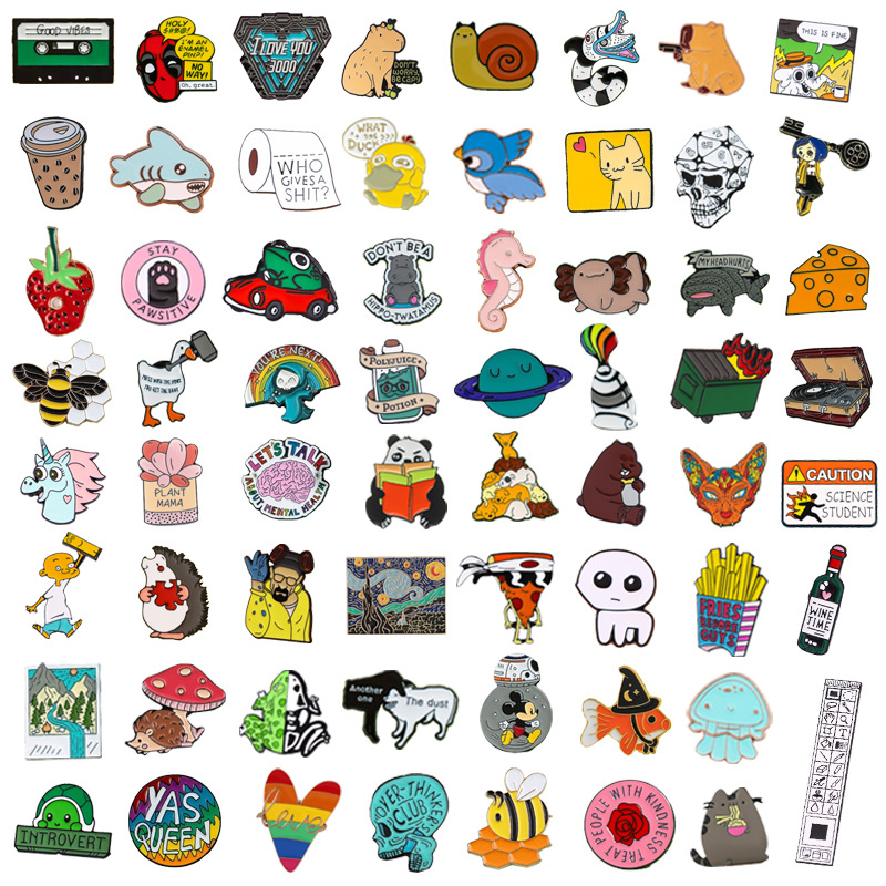 徽章 胸针 跨进创意卡通锌合金混款猫咪小熊搞怪造型多款组合批发