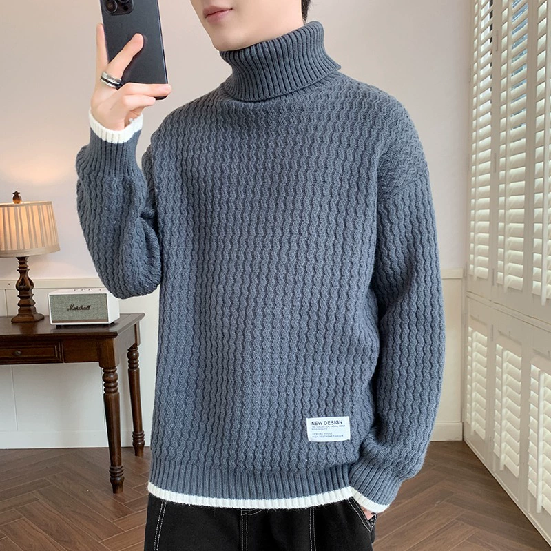 Нижний вязаный свитер, свитер, мужской осенне-зимний, японский тренд, толстый, свободный, с круглым вырезом, куртка для мальчиков