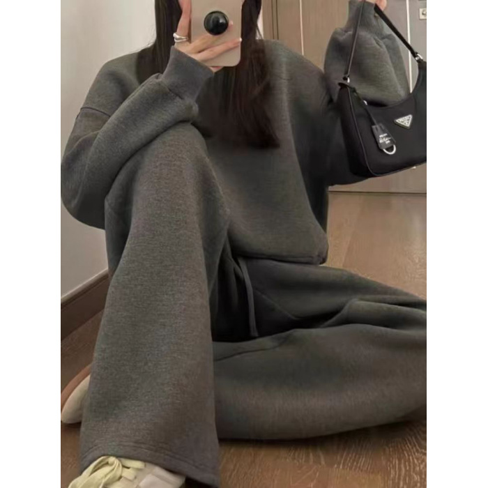 ActiveGo Trendy Fashion Sweatshirt Sports For Women 2025 Autumn Winter Slim Loose Korean Style Student Casual Two-Piece Running_voghion.com
