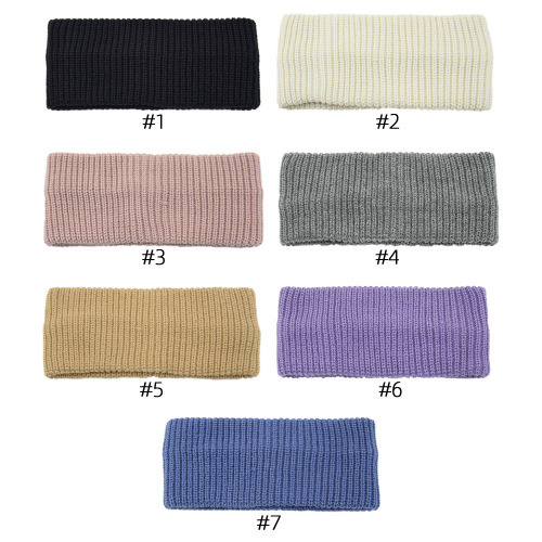 Eurasian Plain Color Bow Headband Knitted Wool Thread Headband Vertical Groove Embossed Hair Accessory Face Wash Korean Version Simple Hair Pinch Head Cover