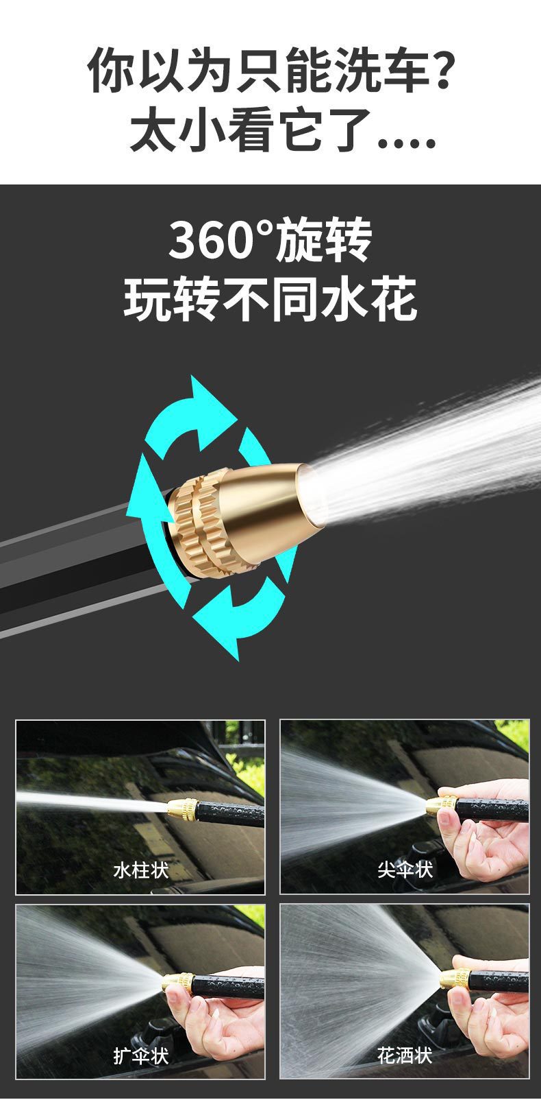 High-Pressure Car Wash Water Gun, Pressurized Water Gun Nozzle, Watering Flowers and Vegetables, Shower Nozzle, Car Wash Spray Gun, Docking Hose Set