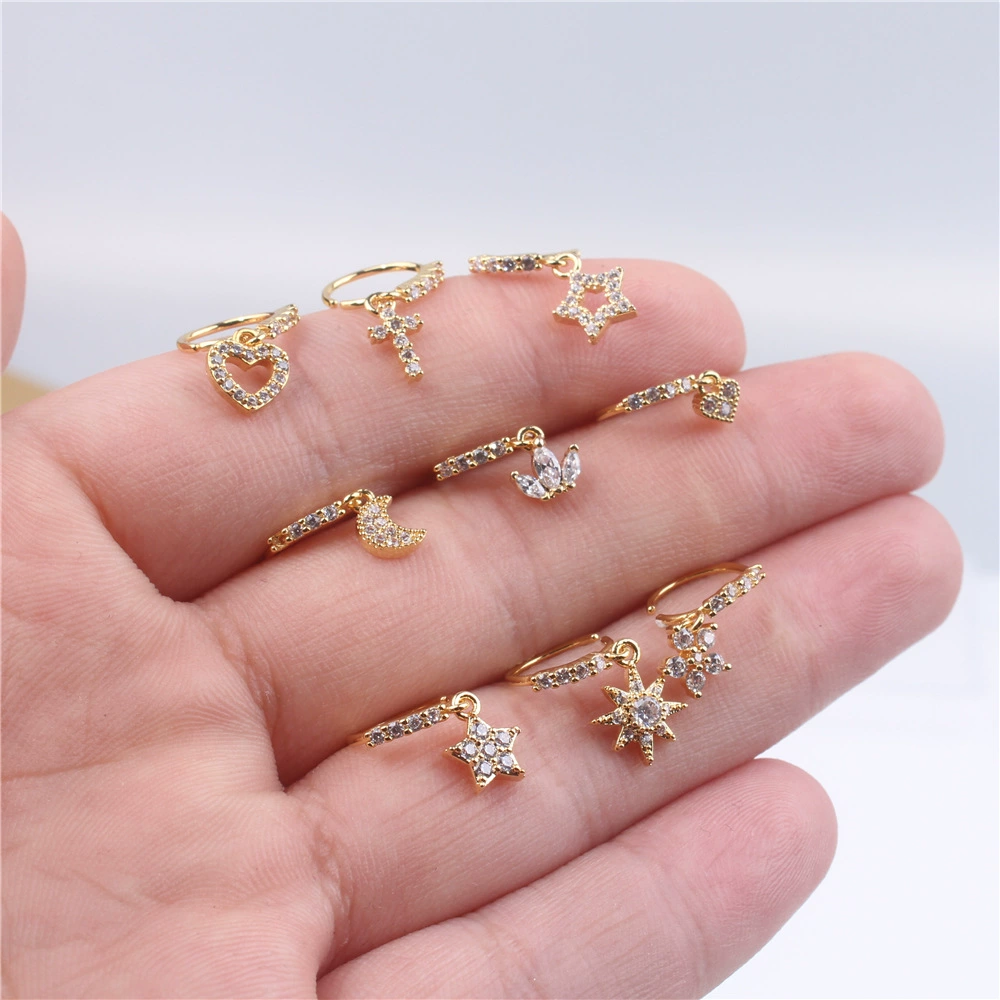 Микро инкрустированные циркониевые серьги кольцо в носу Кулон европейские и американские популярные звезды любят крест кулон кольцо в носу кулон костюм