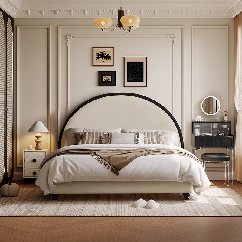 Dan Vance estilo francés crema cama principal dormitorio de niñas en el viento simple cama de luna moderna cama doble cama de tela