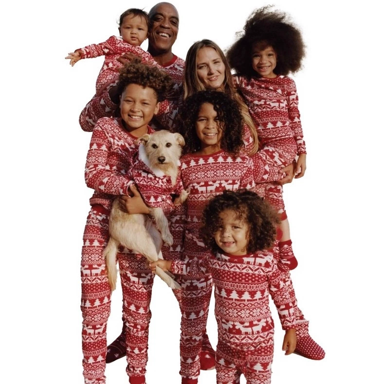 Пользовательские роды и дети для домашнего обустройства источника фабрики Качество и количество хлопчатобумажной ткани европейские и американские рождественские пижамы