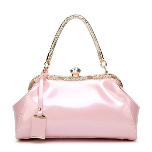  New European and American Fashion Patent Leather Women's Bags Trendy Glossy Handbags Shoulder Crossbody Bags Bridal Dinner Women's Bags
