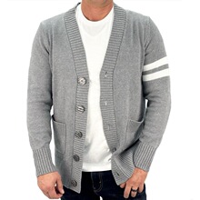 J 56159 V Neck Stripe Color Knit Sweater ײɫ�l�y�_�� �羳��