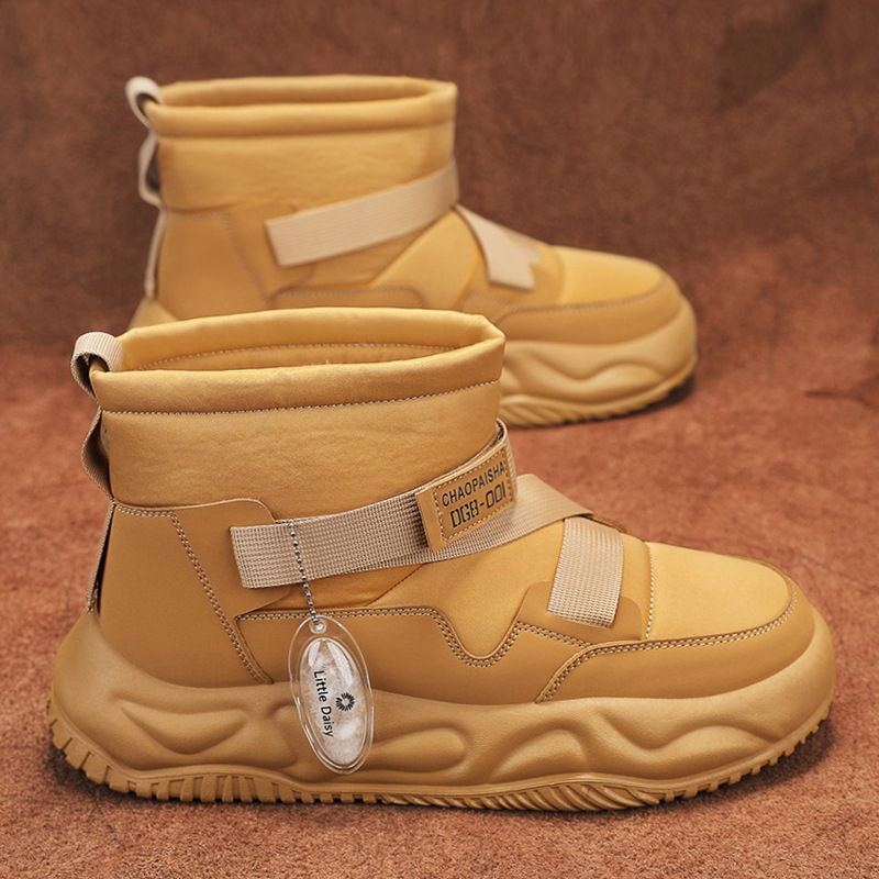 Zapatos cálidos de veludo al aire libre botas de nieve de alto perfil para hombres invierno 2024 más zapatos de algodón grueso para hombres