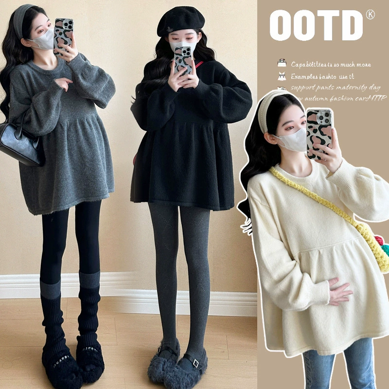 Knitted sweater for pregnant, oversize