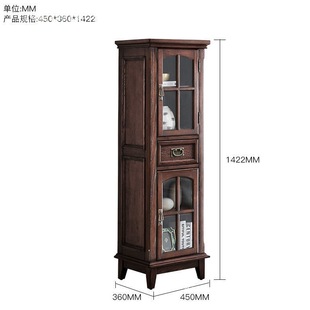 American Solid Wood Wine Cabinet Single Door Glass Door Sideboard Simple Modern Tv Cabinet Side Cabinet Storage Cabinet Display Cabinet