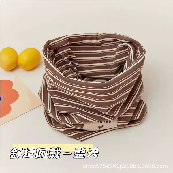 Striped double-layer warm neck warmer, windproof neck gaiter, unisex winter scarf, thickened loose neck protector