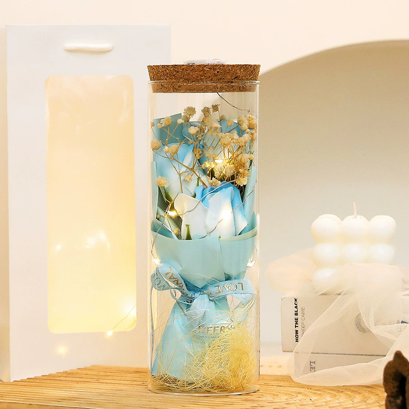 Подарочная стеклянная открытка ко Дню матери с букетом пожеланий Rose Eternal Bouquet Ornament Creative Dried Flowers 520 оптовая продажа