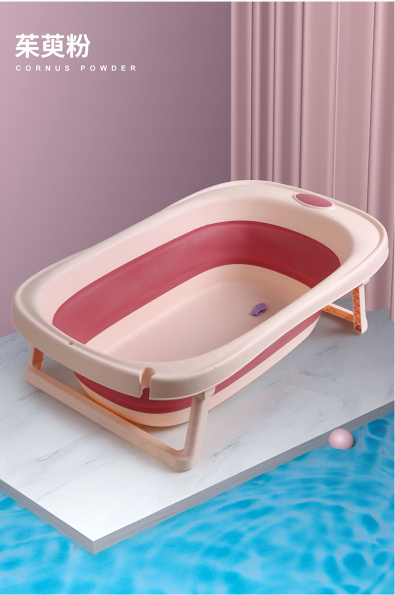 厂家直销婴儿洗澡盆儿童折叠浴盆带温度计感温洗澡神器