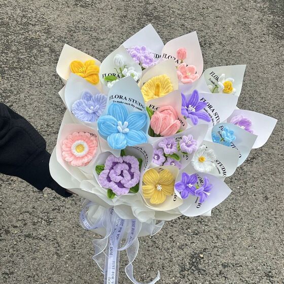 Finished diy twist bar bouquet handmade material bag mother's day gift for girlfriend holiday 520 gift for one year old