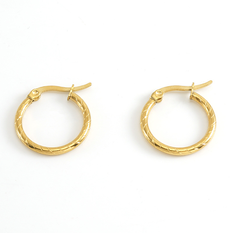 Pendientes redondos de acero titanio europeo y americano para mujer, pendientes de clip de acero inoxidable 18k simples y de alta gama, pendientes de aro al por mayor