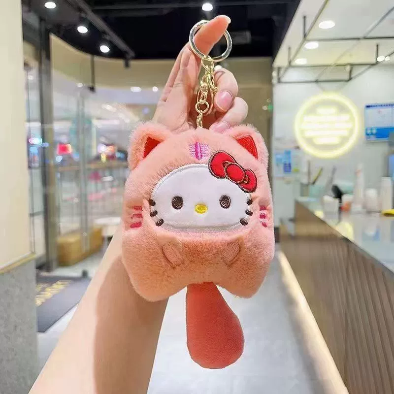 Plush Cotton Doll Pendant Keychain, Cute Mini Figure with Hair Clips & Bead Chain, 0.03 kg