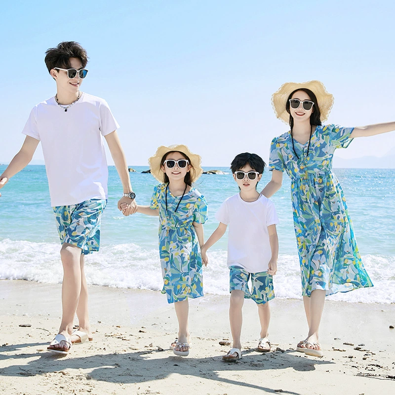 Beach summer dress, shirt, set, family style, western style