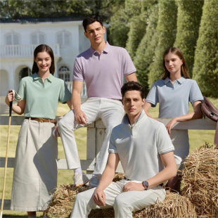 Cotton Polyester Stretch Small Texture 7A Antibacterial Polo Shirt Custom Workwear Lapel Short-Sleeved Ice Silk Business Printed Logo