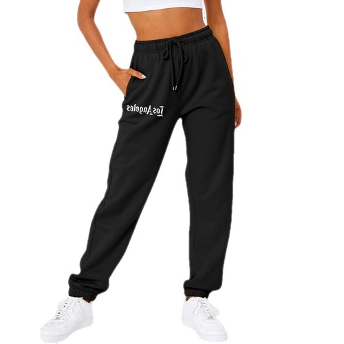 Cross-border foreign trade: AliExpress, Wish—Women's Autumn Fleece-lined Base-Layer Drawstring High-Waist Casual Pants for Europe and the U.S.