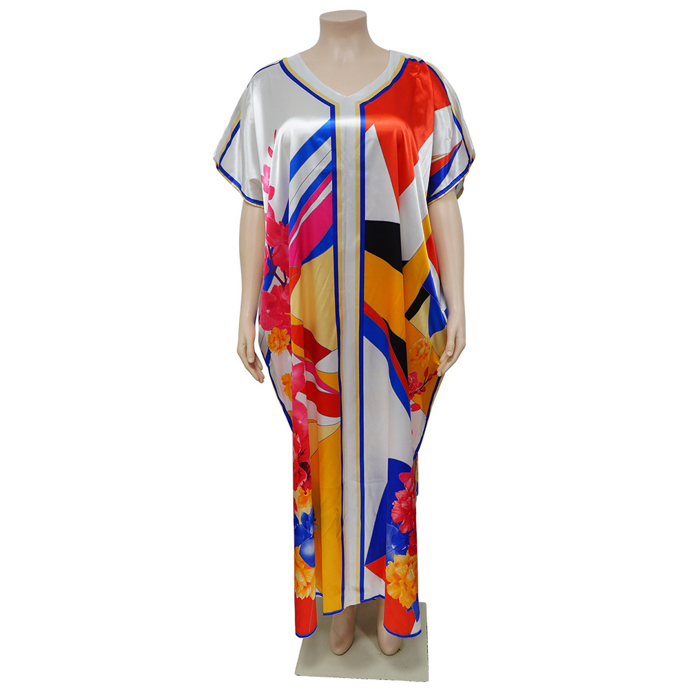 Women's Regular Dress Casual Elegant V Neck 3/4 Length Sleeve Color Block Maxi Long Dress Holiday Street display picture 3