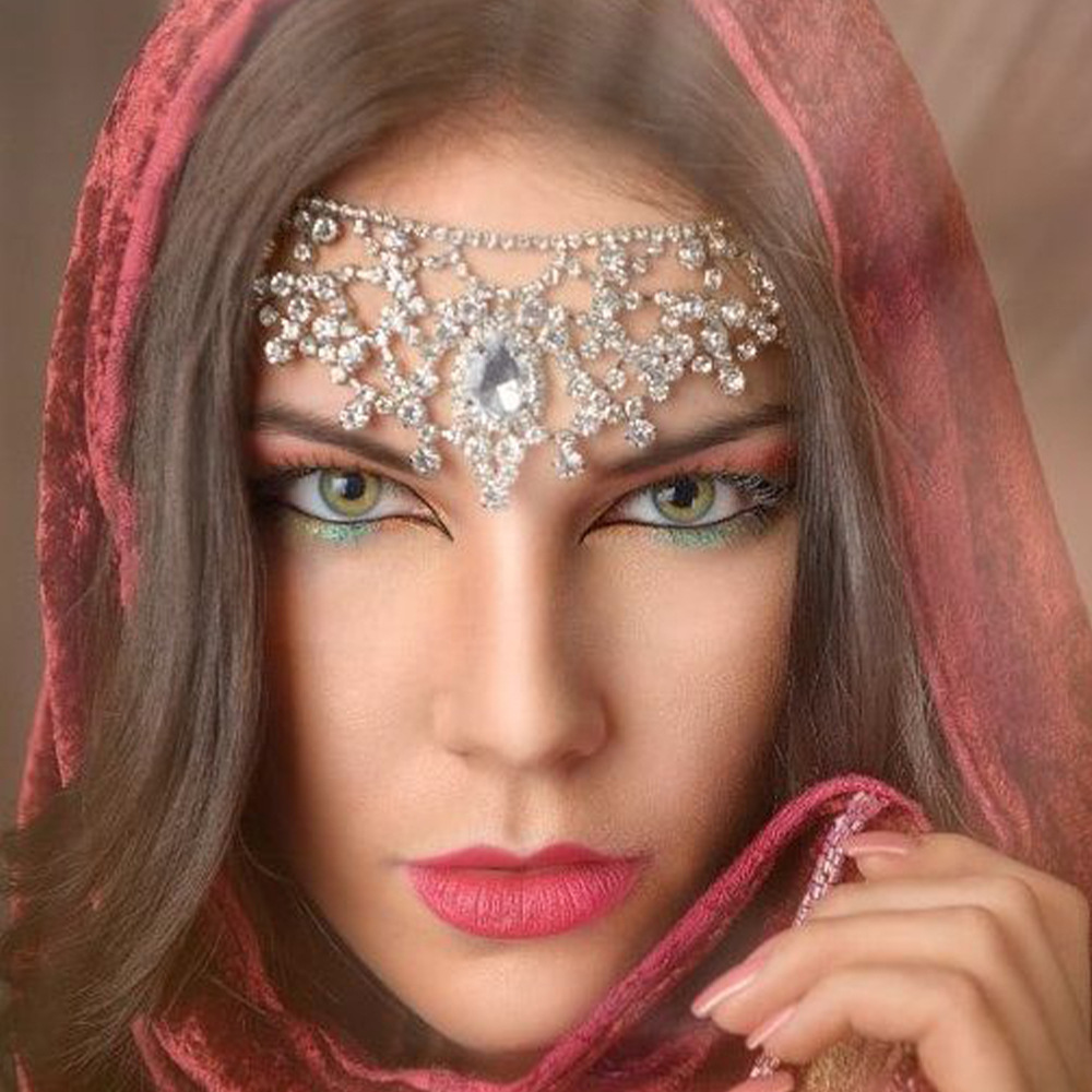 Accessoires de cheveux de chaîne de front de goutte d'eau pour femmes, accessoires exotiques de coiffure haut de gamme en diamant creux_voghion.com