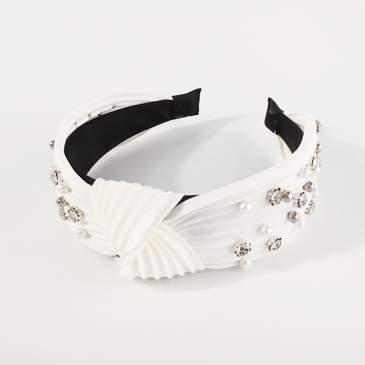 Mode Bogenknoten Tuch Handgemacht Künstliche Perlen Strasssteine Haarband 1 Stück display picture 6