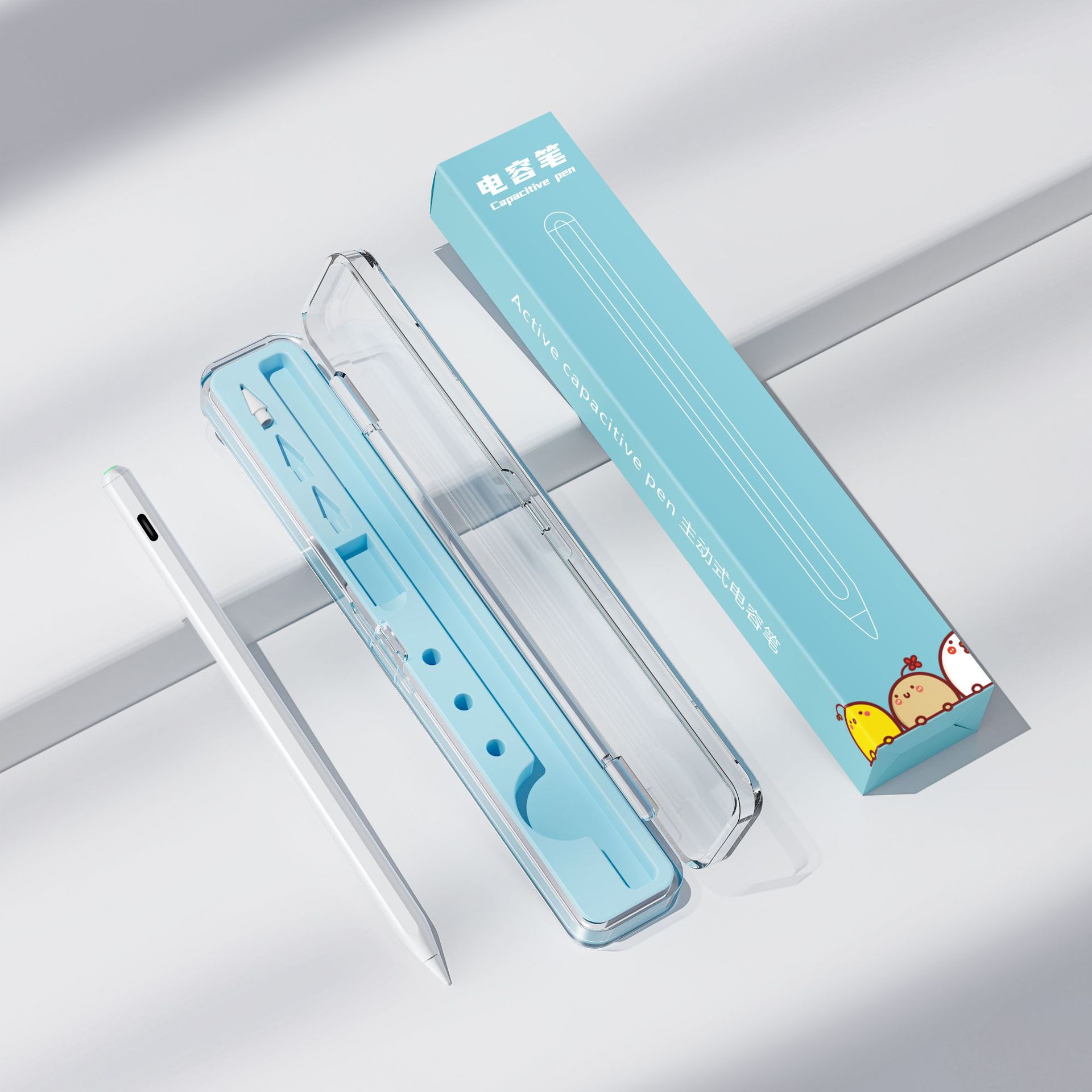 마그네틱 충전 + type-c 충전 [투명 보관함 + 특수 Apple 펜 * 1 + Apple 펜촉 * 1 + type-c 라인]]