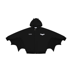American bat functional style fleece-lined thickened ins hooded loose 2023 autumn and winter jacket jacket top ins