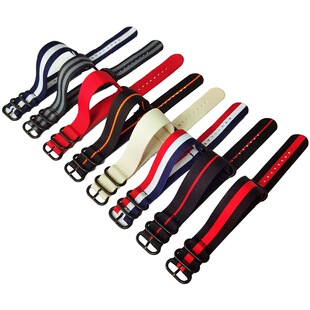 Foreign trade hot sale electroplated black striped substitute dw watch strap 20mm 22mm one nylon canvas watch strap
