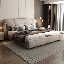意式轻奢真皮现代婚床1.5米主卧简约1.米8储物双人床软包大床