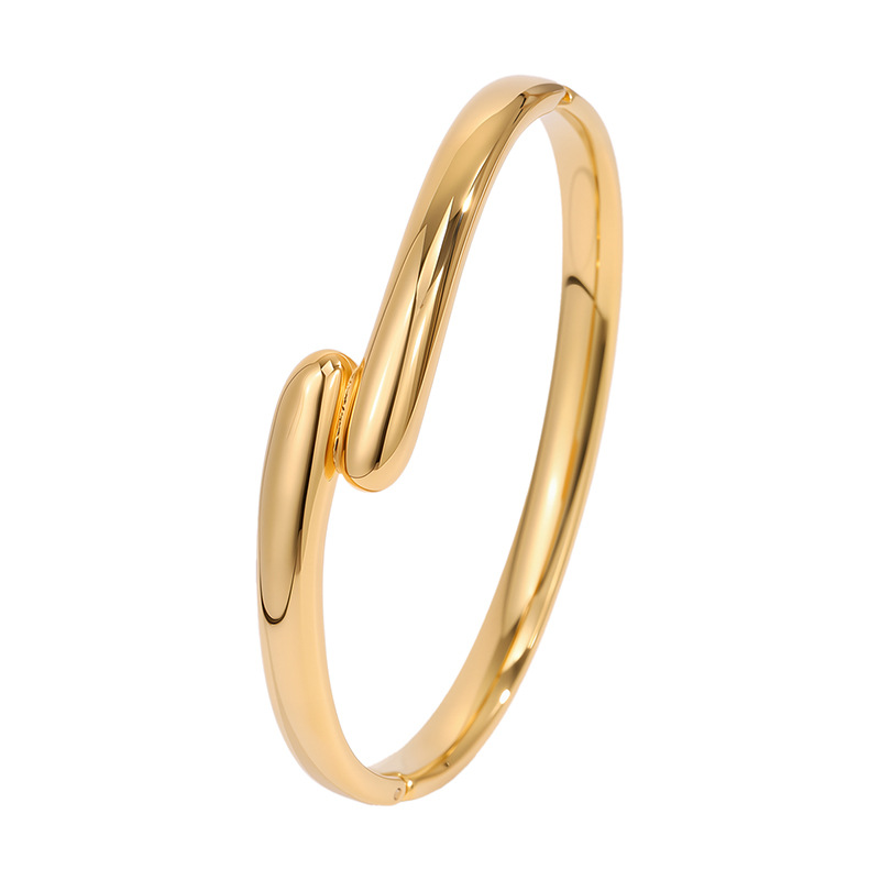 Pulsera de acero de titanio para mujer, sentido de alta gama, pulsera retro europea y americana que no se desvanece, oro de arena, apertura, circón, joyería de pulsera de acero inoxidable image 26