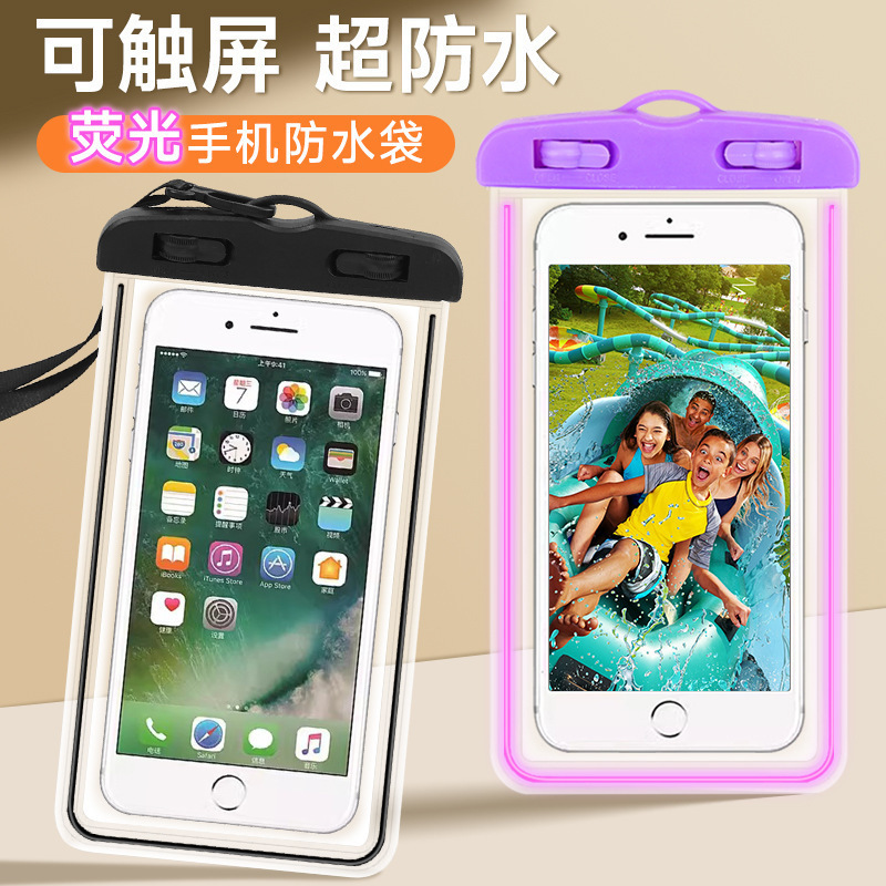Mobile Phone Waterproof Bag, Luminous and Fluorescent, Touch Screen Compatible, Swimming and Diving Case, Rafting, Rainproof Bag for Delivery Riders, Underwater Photography