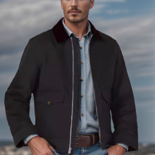 跨境外贸男装春秋季简约休闲夹克外套领子拼色拉链开衫男士外套