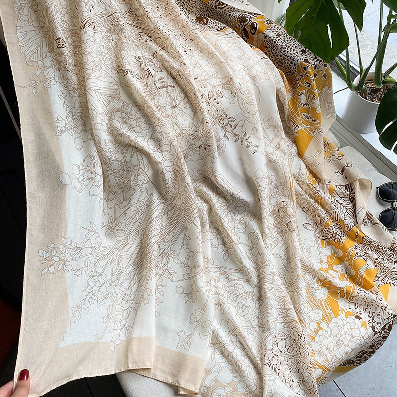 Women's Versatile Summer Sunscreen Scarf Printed Cotton Linen Shawl_voghion.com