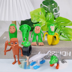 外国の山と海の経典 8 つの模擬手作りおもちゃパロディークリエイティブクロスボーダー木製スティックマンサメセット人形モデル