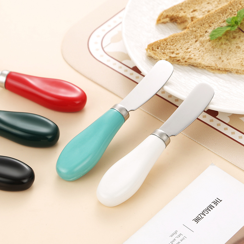 Ceramic handle butter knife stainless steel butter knife bread jam spatula butter cheese knife cross border dessert knife Ceramic handle butter knife stainless steel butter knife bread jam spatula butter cheese knife cross border dessert knife