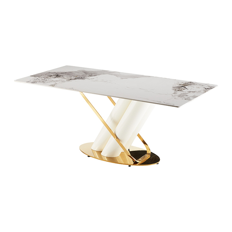 Comercio exterior mesa de comedor de lujo ligera de tabla de roca rectangular nórdica mesa de comedor de lujo
