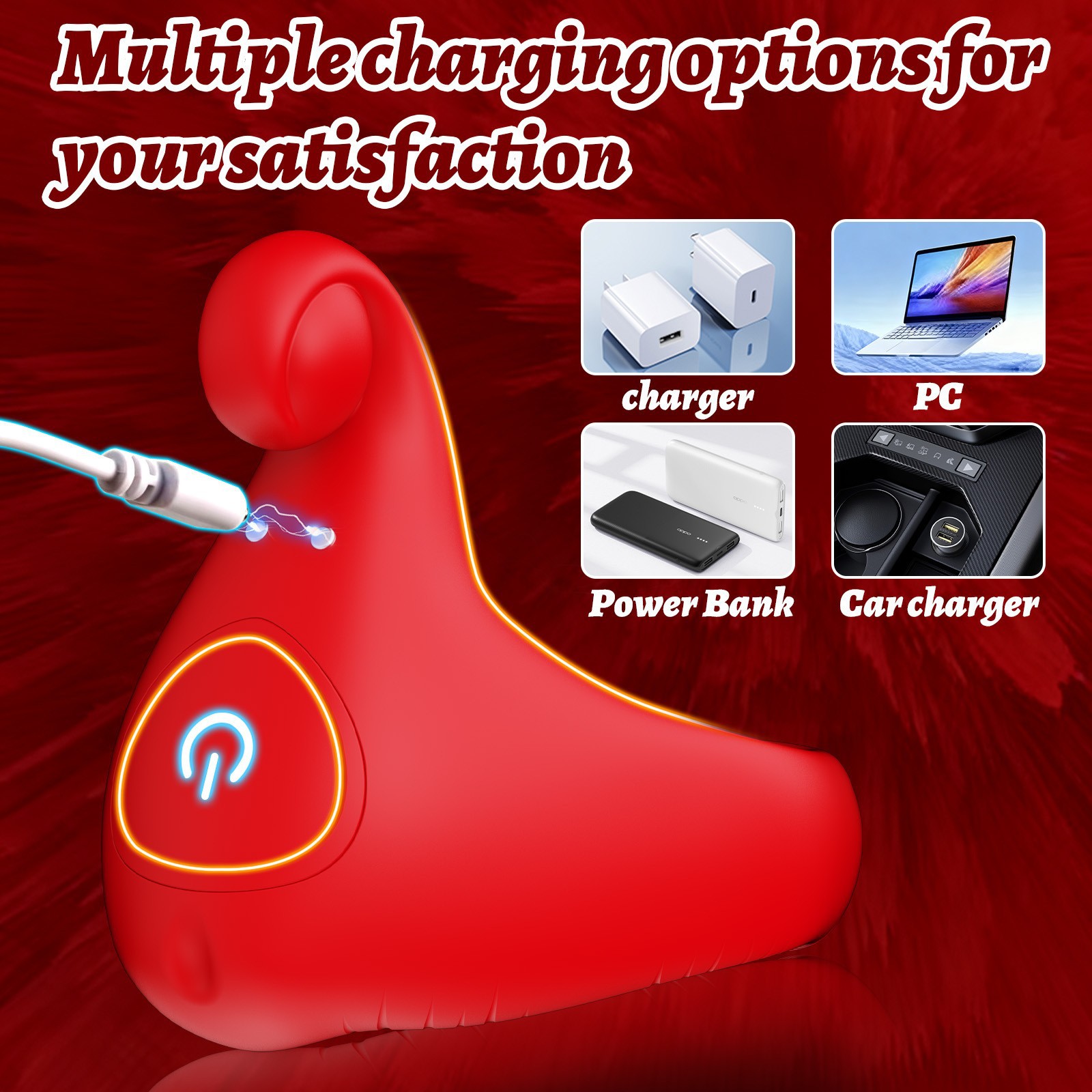 Red Mouth Wearable Ring With App Control, Delay Vibrator, Bedroom Fun, Men's Adult Sex Toys Wholesale_voghion.com
