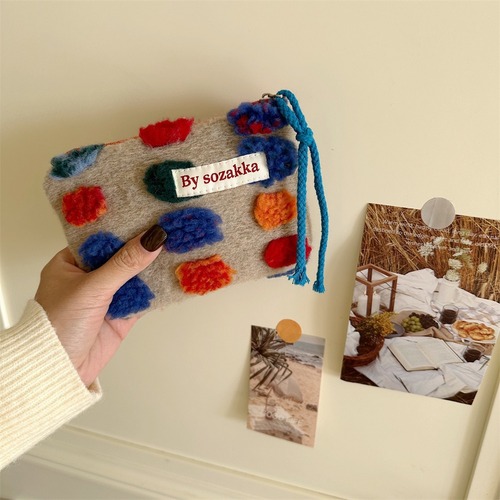 Vintage Colorful Dumpling Small Hand Bag Makeup Bag Touch-Up Bag Phone Bag Cushion Lipstick Earphone Storage Bag