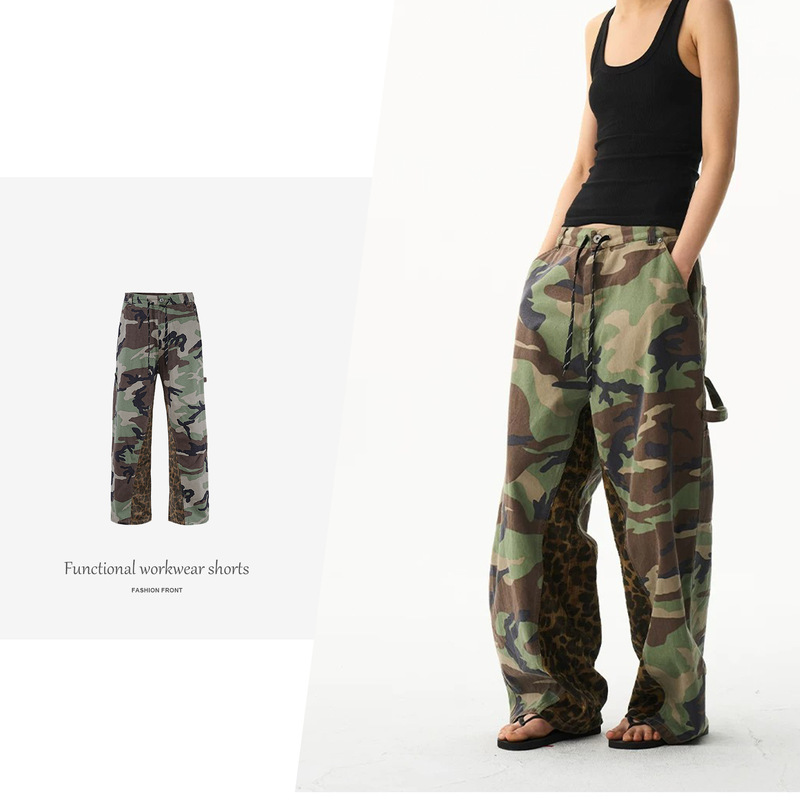 【Csmy】Exitmode Light Asian Street Style Loose Casual Patchwork Color-Blocking Camouflage Leopard Print Lumberjack Work Pants 【Csmy】Exitmode Light Asian Street Style Loose Casual Patchwork Color-Blocking Camouflage Leopard Print Lumberjack Work Pants
