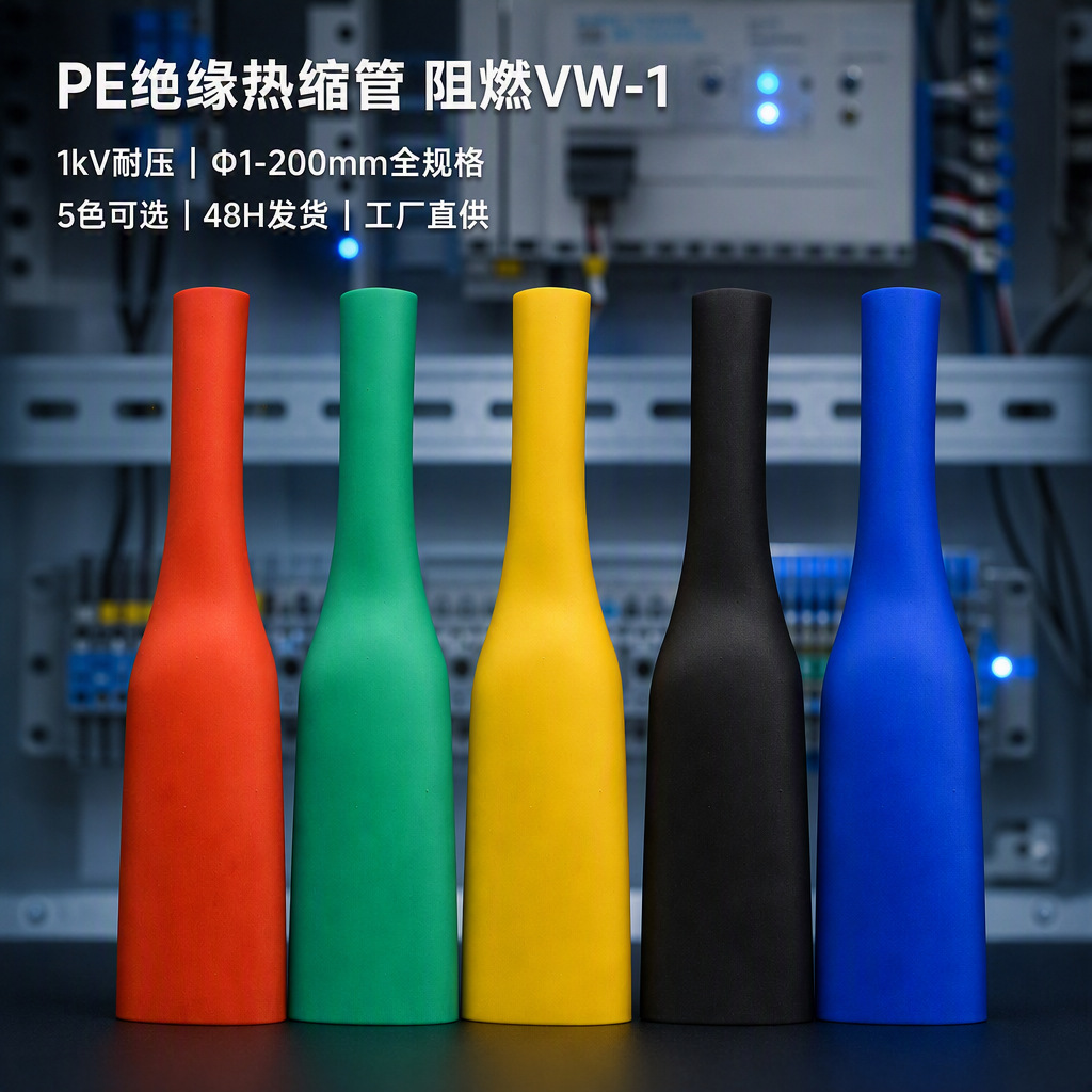PE热缩管绝缘套管阻燃VW1低压热缩套管红黄绿蓝黑电线保护套