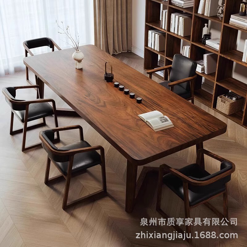 South American Walnut High-end Living Room Solid Wood Large Long Desk Workbench Study Calligraphy Table Large Board Study Table and Chairs