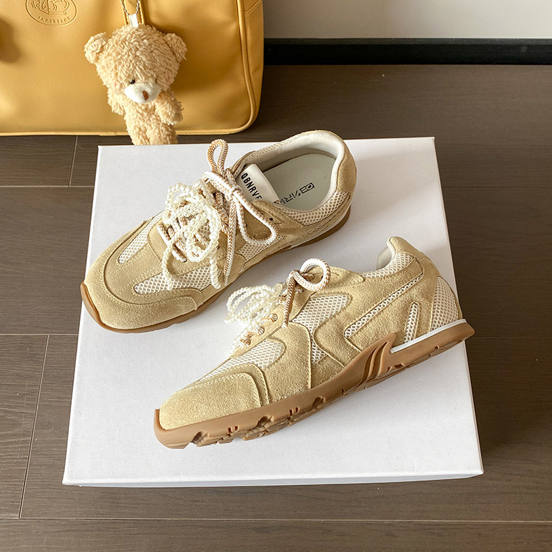 Versión de piel de vaca de la uva madre con la sensación de la chica de perlas zapatos casuales de ballet zapatos de entrenamiento moral zapatos deportivos casuales de mujer