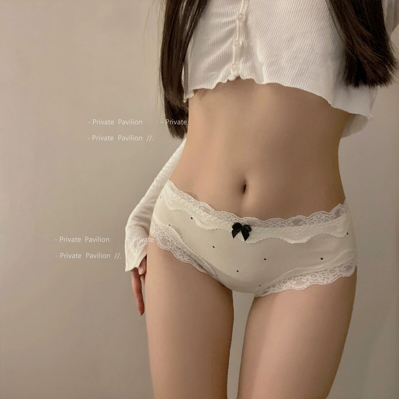 Underwear girls cotton antibacterial cotton 2025 new sexy lace waist comfortable breathable ladies briefs