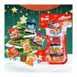 德国口力Trolli圣诞挂袜汉堡造型软糖水果味糖果孩子爱吃橡皮糖