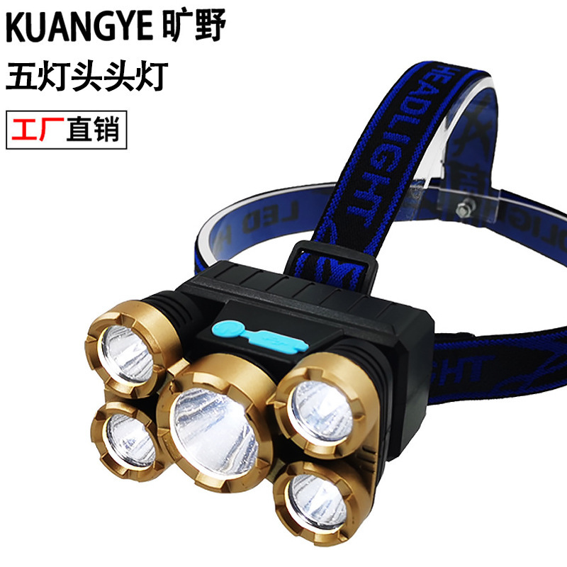 Nueva luz fuerte al aire libre USB recargable faro de pesca nocturna faro de largo alcance montado en la cabeza lámpara de minero de emergencia led